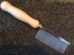 Long Pin Comb Rounded Wood Handle Medium Metal Teeth
