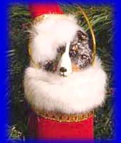 Velvet Christmas Tree Stocking - Rough Collie